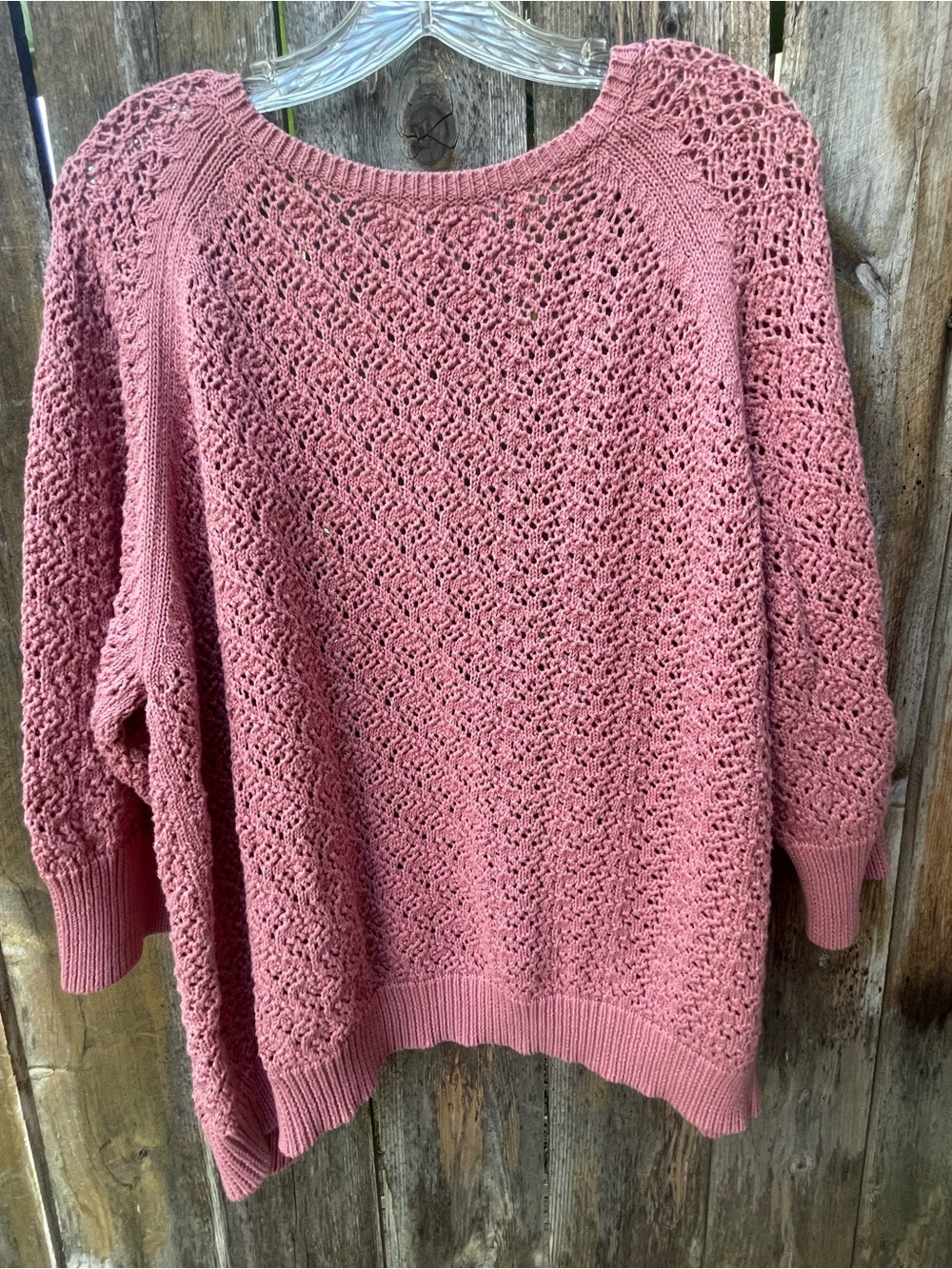 Avenue Blush Pink Open Knit Cardigan Sz. 18/20 - Picture 7 of 13